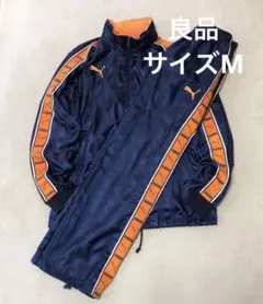良品　y2k PUMA プーマ　プージャ　光沢ナイロンセットアップ　ネイビー　M