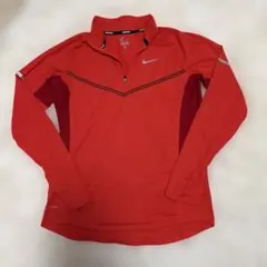 NIKE　ナイキ　トレーニングトップ　長袖　オレンジ　ロゴ　ハーフジップ. M
