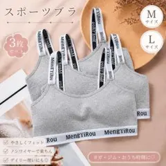 新品 スポーツブラ 3枚セット グレー Ｍ　ノンワイヤー リブ 伸縮