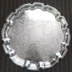 イギリス ビンテージ シルバープレート トレイ Silver plate 長丸2