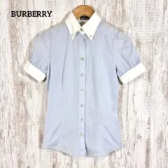 バーバリーブルーレーベル ホース ロゴ刺繍 パフスリーブ BD 半袖 シャツ