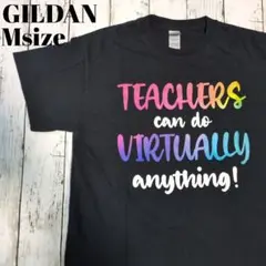 アメリカ古着　ギルダン　カラフルプリント　メッセージ系　USA古着 Tシャツ