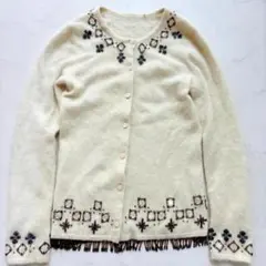サンエーインターナショナル 刺繍ビーズ カーディガン M（C602）