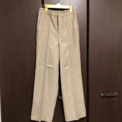 OPAQUE.CLIP ツイード ピンタックストレートパンツ サンドベージュ S