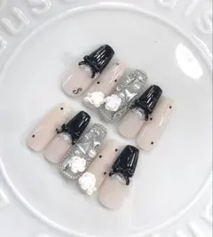 148♡ ネイルチップ ワンホン フレンチガーリー スナ系 韓国 量産型 レース