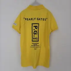 【美品】パーリーゲイツ バックプリント ポロシャツ イエロー サイズ1 ゴルフ