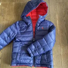 ポロ フード付きダウンジャケット ネイビー/レッド 120cm