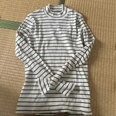 UNIQLO ホワイト/ブラックストライプ 長袖Tシャツ M
