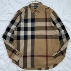 【即完売モデル】BURBERRY バーバリー シャツ 長袖 ノバチェック柄 人気 BURBERRY バーバリー ノバチェック柄 ロングスリーブシャツ L