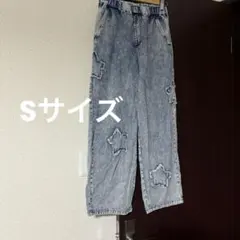 アベイル　デニム　パンツ　ジーパン　星　S ケミカルウォッシュ