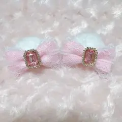 ねこみみクリップ ピンク レース アイドル 量産型 小さめ ハンドメイド