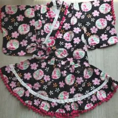 新品 2000円★黒 ピンク 金魚 ボンボン 浴衣 スカート 100 95 90