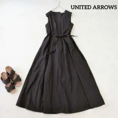 ユナイテッドアローズ UWCC LINEN Vネック ワンピース ブラック 36 