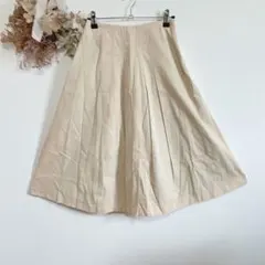 【ホコモモラ】ボリュームタックスカート　プリーツ　ミディ丈　コットン　シンプル