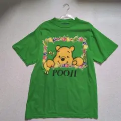 1990'DisneyVintageくまのプーさん メンズTシャツ 緑色L