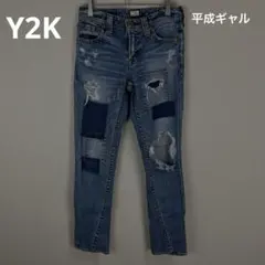 ロデオクラウンズ ダメージ加工 パッチワーク スキニーデニム Y2K 平成ギャル