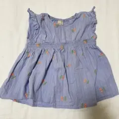 petit main 花柄刺繍 半袖ブラウス 100