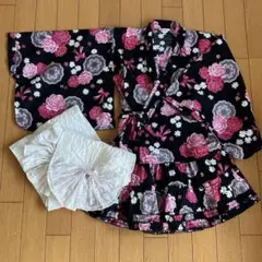 ゆ*様 【KISSBARRY】セパレート浴衣ドレス 130㎝　花柄フリル ブラッ