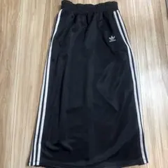 adidas ブラック ロングスカート ストライプ