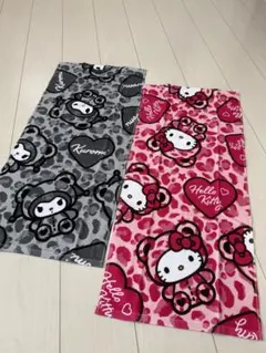 サンリオ　着ぐるみクロミ/キティ　レオパード柄　 フェイスタオル　2枚組　新品のサムネイル