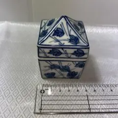 重香合 茶道具 山月 外箱付き 未使用美品 お香 染付 印判 茶道具 