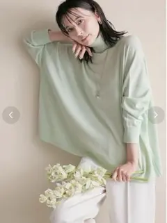 23区　洗えるウールブレンド タートルネック ニット　大きいサイズ ミント 46