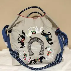馬の刺繍　エコバッグ トートバッグ　ナイロン Ball&Chain Mサイズ