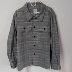 グレー系チェック柄カジュアルシャツ