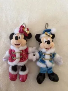 カラーオブクリスマス ミッキー ミニー ぬいぐるみバッジ