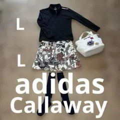 adidas 長袖ポロシャツLとキャロウェイグラフィック柄スカートLセット
