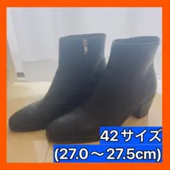 【状態良】Lui'sレザーヒールブーツ サイドジップ ブラック 42サイズのサムネイル
