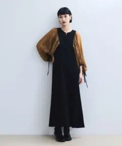 アダムエロペ シアースリーブドレス 黒 38 M 美品 タグ付 オケージョン