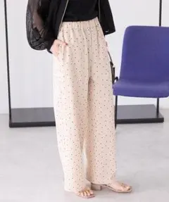 ?AMERICAN HOLIC ドットアソートギャザー柄パンツ ベージュ