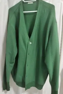 GU　ダークグリーン　ウォッシャブルカラーカーディガン　L