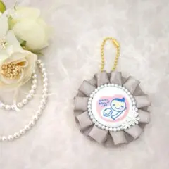 マタニティマーク　ロゼット　グレージュ　ハンドメイド　マタニティロゼット　片面