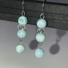 【再販】天然ラリマー＆水晶 ピアス⑥