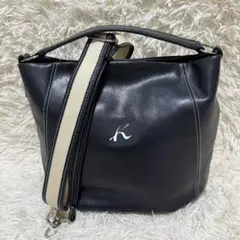 キタムラ ショルダーバッグ レザー 2way 斜め掛け可能 ネイビー 紺色のサムネイル