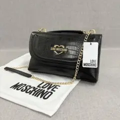 新品LOVE MOSCHINO クロコ型押し 2WAYショルダーバッグ ブラック