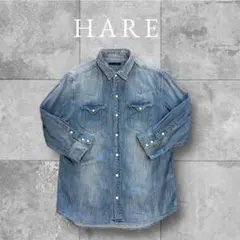 セール☆HARE デニムシャツ L メンズ　ライトブルー　デニム　古着