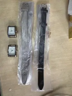 People Plain シルバー スクエア時計 2本セット