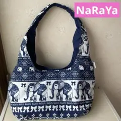 NaRaYa トートバッグ 象柄 ネイビーのサムネイル