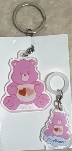 ケアベア アクリルキーホルダー めじるしチャーム ピンク