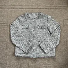 ノーカラーツイードジャケット