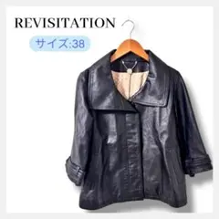 REVISTATION 羊革 ビッグカラー レザージャケット 黒 38 M相当