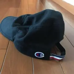 Champion 黒 ワークキャップ トリコロールのストライプバンド付き