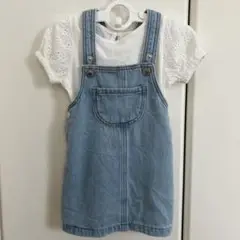 H&M デニムオーバーオールワンピース Tシャツ セット