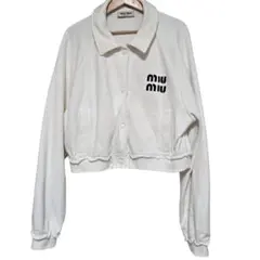 MIU MIU ダメージ加工ロゴスウェットジャケット ミュウミュウ ブルゾンのサムネイル