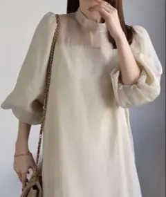 新品タグ付 ドレス シアー切り替えワンピース/フォーマルドレス/オケージョン対応