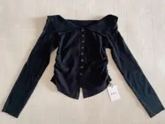 ★GRL オフショルダーリブ素材　ボタン付き 【新品タグ付き】