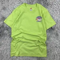 ヘインズアメリカ古着歯科Tシャツ/バックプリント/カラフルTシャツ/グリーン